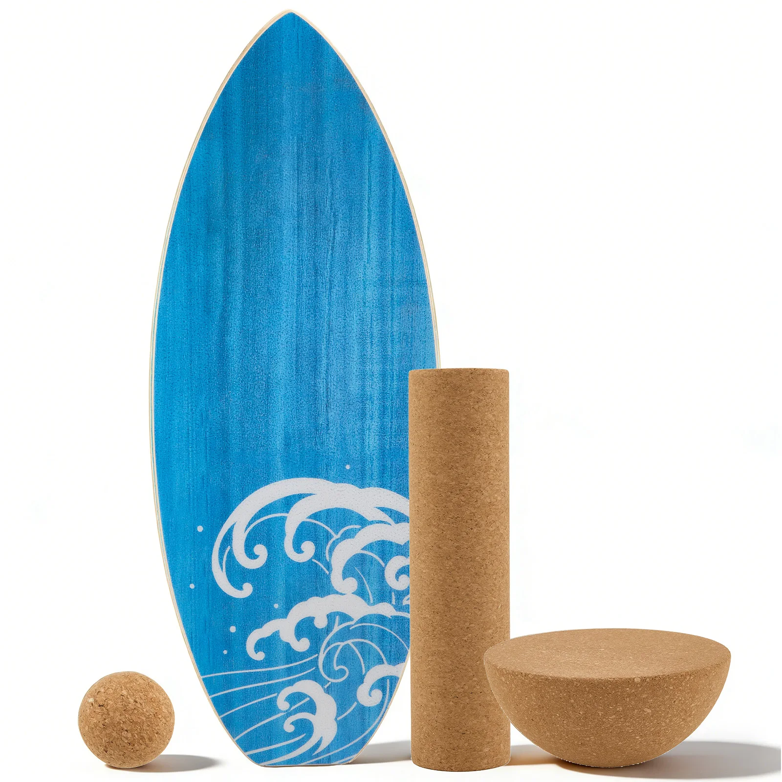 Hardwood Surf Balance Board Indoor Surfboard in Rocker-Form, Balance Board Trainer mit Roller für Kinder und Erwachsene, Fitness, Yoga, Surfen