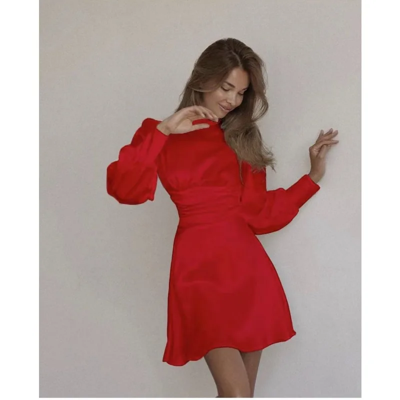 Elegant Women Corset Party Dress Luxury Sexy Long Lantern Sleeve Backless Celebrity Graduation Evening Dress Night Clubwear