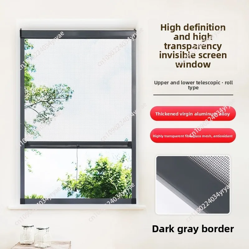 Onzichtbaar telescopisch push-pull type terugspoelen badkamer aluminium muggenbestendig rolluik scherm raamnet
