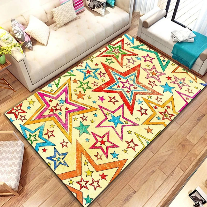 Five-pointed Star Carpet Pentagon Geometric Rug for Bedroom Dinning Dorm Living Room Home Decorative Doormat Non-slip Floor Mat