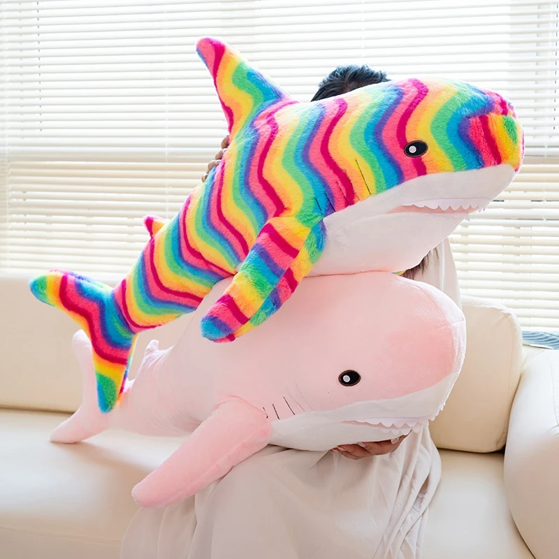 45-100CM Kawaii Stuffed Shark Plush Toy Big Size Appease Shark Pillow Dolls Bed Cushion for Kids Baby Birthday Xmas Gifts