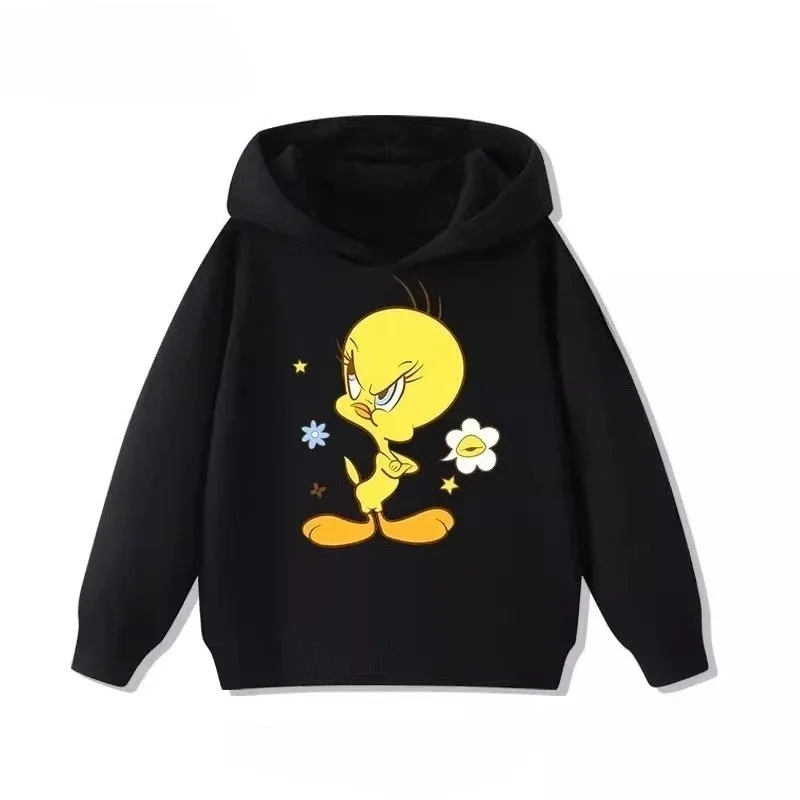 Sweat à capuche classique imprimé canard jaune, mignon, sport et loisirs pour enfants, adapté aux fêtes avec plusieurs fonctions