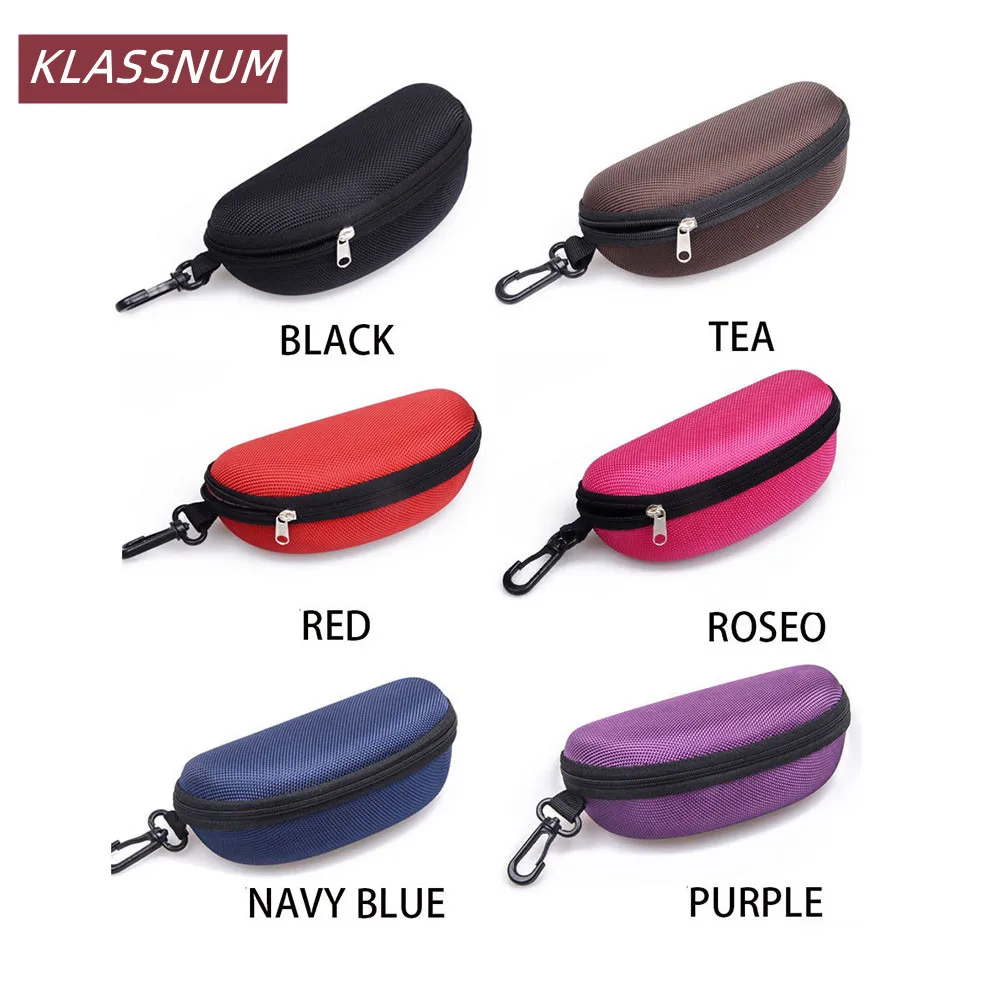 KLASSNUM Portable Zipper Sunglasses Case EVA Eyeglasses Box with Hook Glasses Protector Knitted Oxford Cloth Eyewear Storage Box