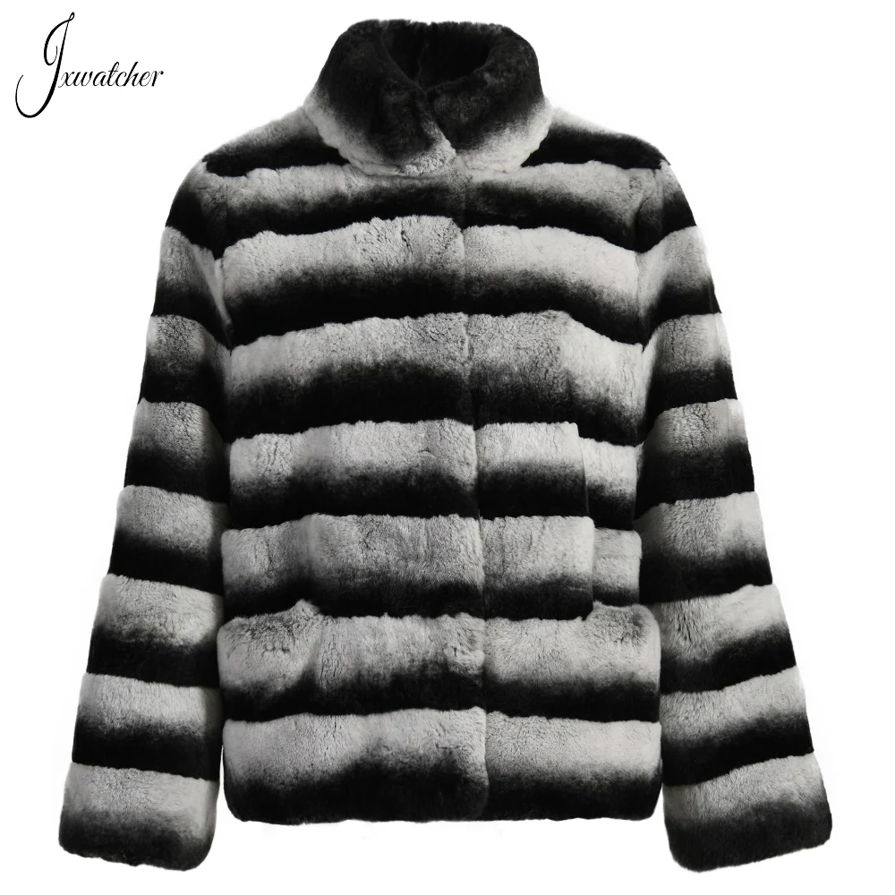 

Jxwatcher Women's Natural Rabbit Fur Coat 2023 Winter Full Sleeves Warm Jacket Ladies Fashion Real Rex Rabbit Fur Coats Female