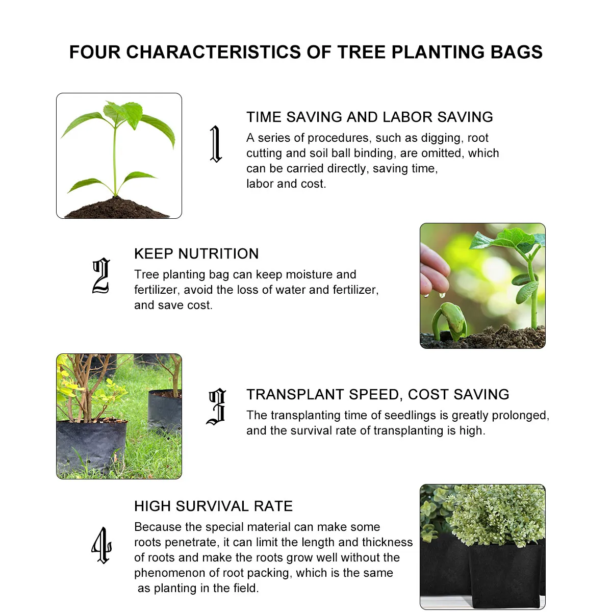 Planting Bag Nonwoven Felt Pouch Breathable Thickened Growing Container 90x90x40cm Black Large Capacity Flower Vegetable Growing