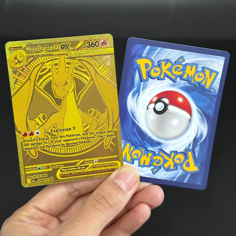 Diy PKM TCG Card M2A Mega Charizard X Ex - 130/094 Mega Charlizard Y Ex Me02: Phantasmal Flames Pfl Collectible Card