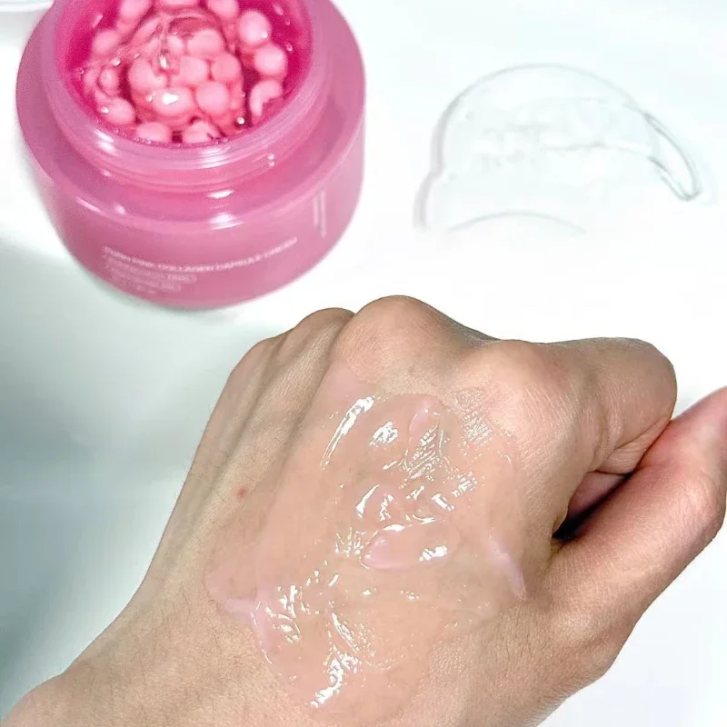 Pink Collagen PDRN Capsule Cream with Niacinamide Cream for Uneven Skin Tone Lightweight Face Moisturizer Non Greasy Care