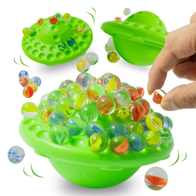 Nieuwe UFO Balance Game Flipperkast Stapelplaat Swingende Bal Intelligentie Bouwstenen Flipperkast Kleurrijke Glazen Kraal Party Game