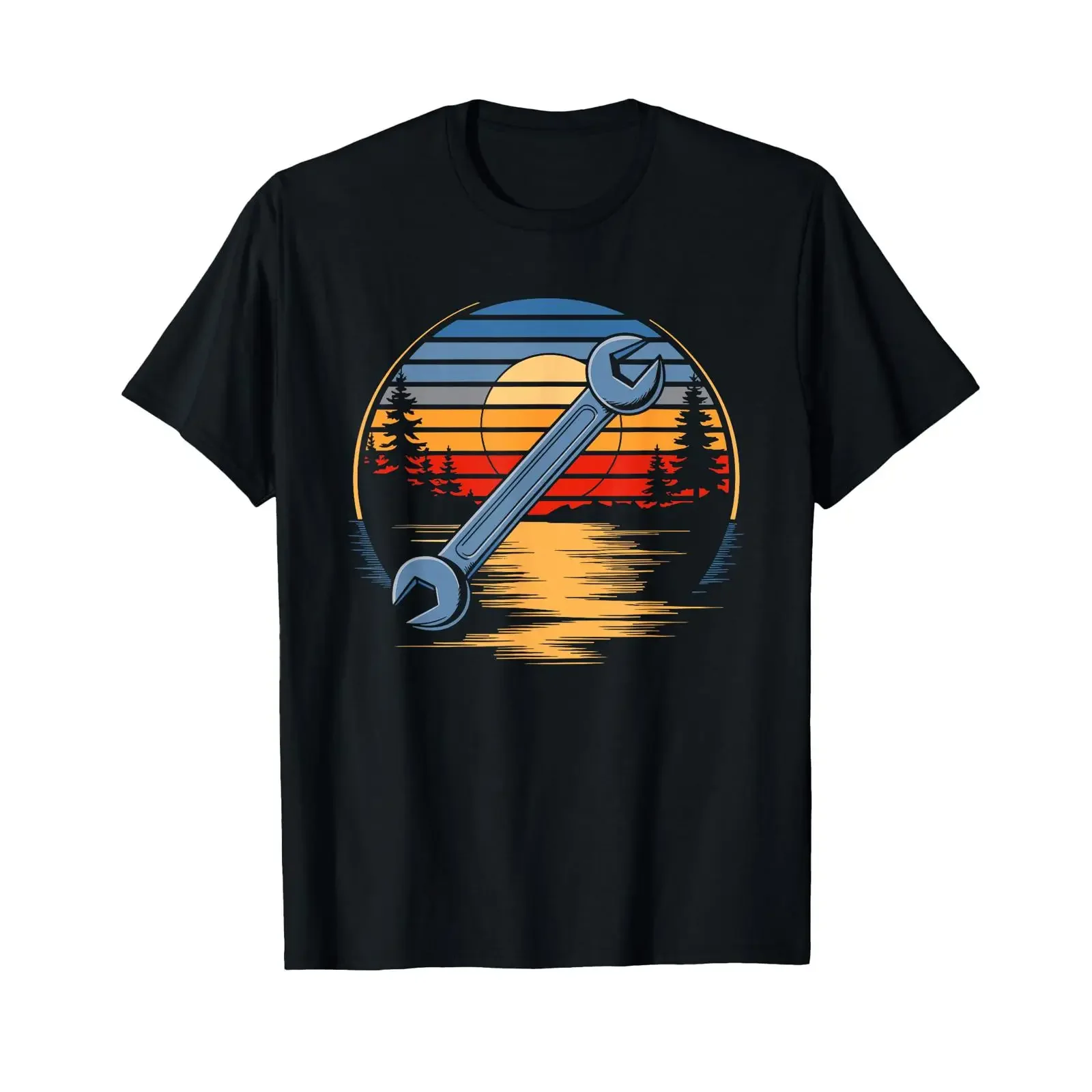 Schraubenschlüssel Mechaniker Klempner Auto Handwerker T-Shirt Vintage gewaschen dehnbar Herren atmungsaktiv Unisex Streetwear lässige Mode