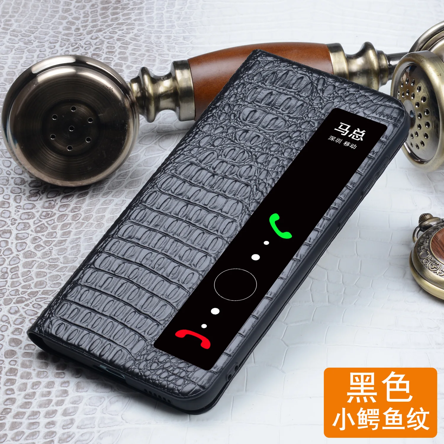 Wobiloo Luxury Genuine Leather Wallet Cover Business Window Phone Case For Huawei P60 Pro Cover Credit Card Money Slot Holste