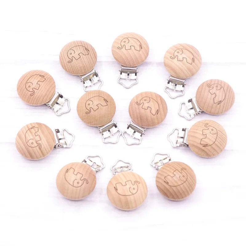 5pcs Baby Pacifier Clip Wooden Teether Panda BPA Free Beech Soother Clasp Wooden Blank Nipple Holder Childen\'S Goods