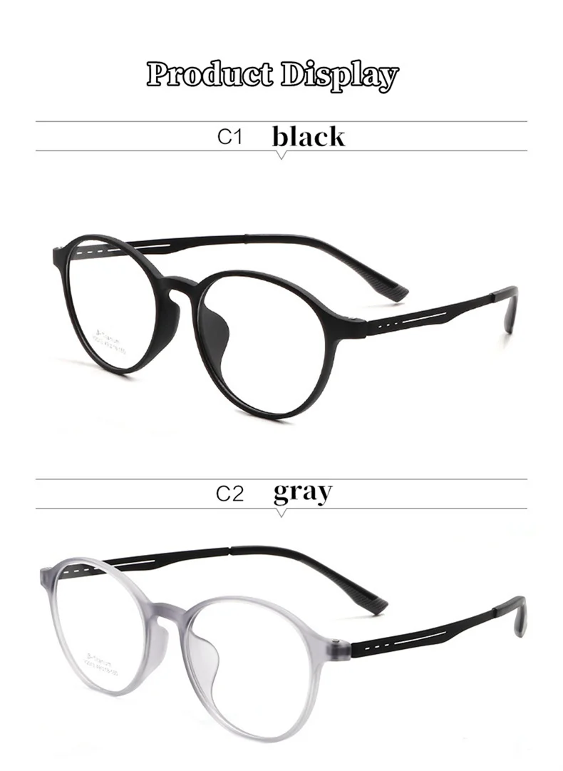 Hochwertige Retro ultraleichte Gummi Titan Brille Rahmen für Männer und Frauen Mode runden Rahmen optische Brille – Detail 11