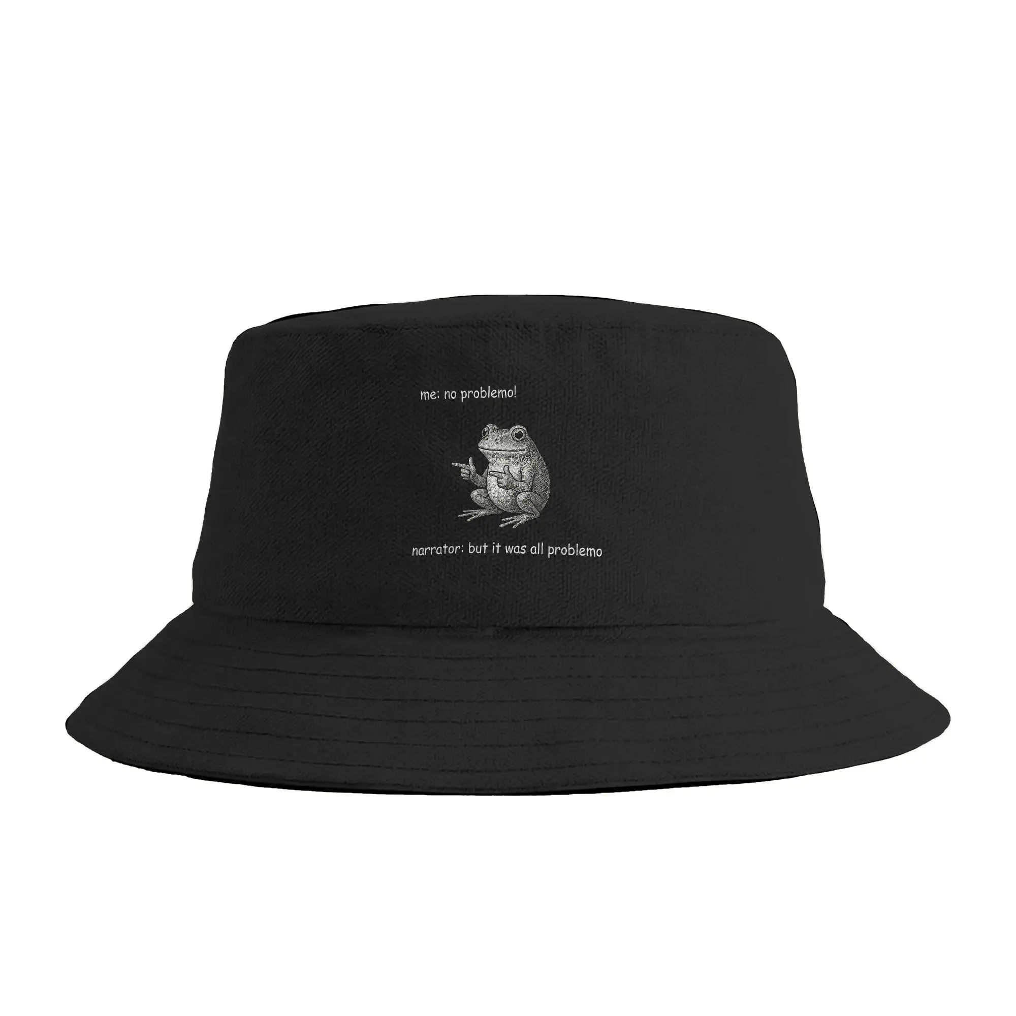 Me No Problemo Narrator But It was All Problemo Frog Meme Bucket Hat  Streetwear Fisherman Caps For Women Casual Fishing Sun Hat