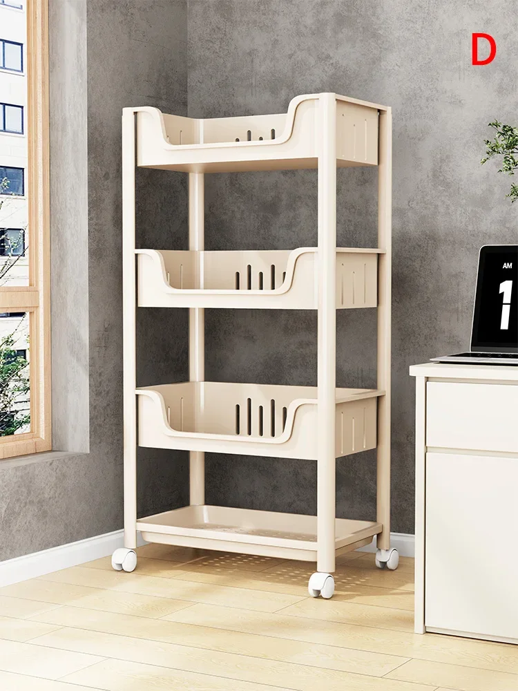 Bookshelf Shelf Floor-to-ceiling household simple multi-layer whee trolley  toy storage Reading mobile bookcase