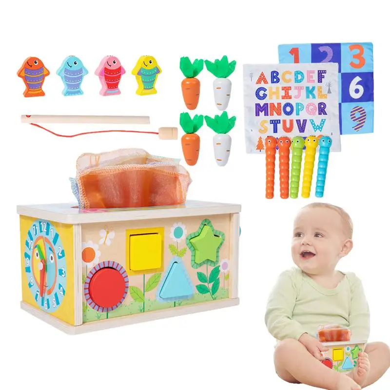 

Wooden Play Kit Montessori Toy Multifunctional 8-in-1 Sensory Montessori Learning Toy Early Development Toys For Boys Girls