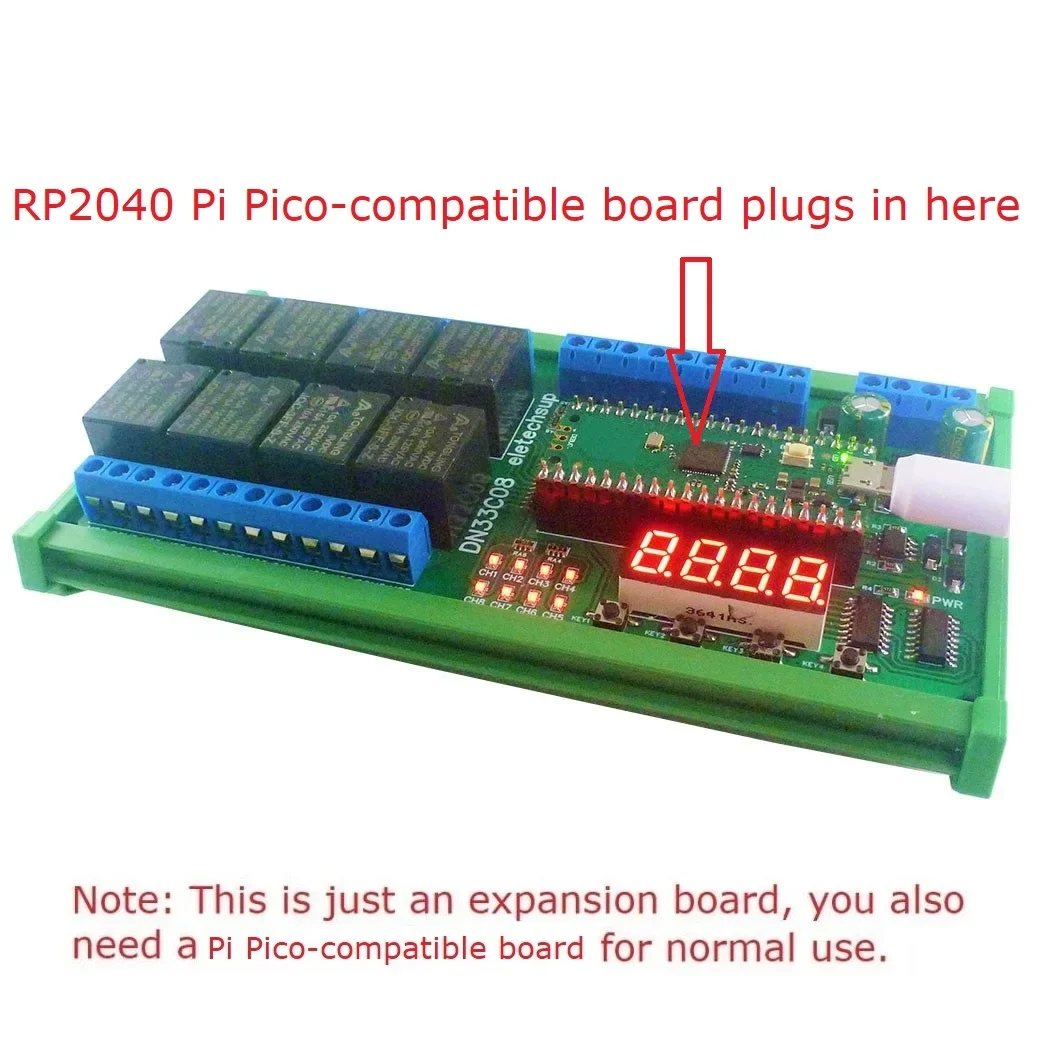 وحدة مرحل 8CH RS485 لـ Raspberry Pi Pico، لوحة توسيع PLC IO مع مؤقت تأخير، تدعم برمجة Python C++ #1