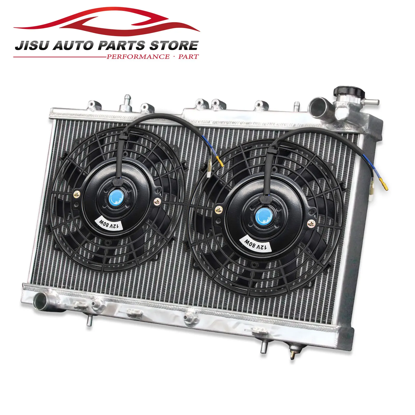 

2 Row Aluminum Radiator + Fans for 1991-2015 Nissan Sentra Tsuru Lucino 200SX Tsubame L4 AT 1992 1993 1994 1995 1996 1997