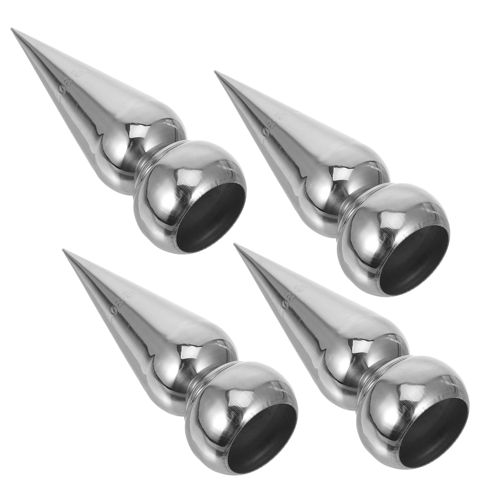 4pcs Stainless Steel Toppers Cone Spikes 25Mm Outdoor Privacy Metal Post Caps Gate Balcony Garden Decoration Anti Climb Security