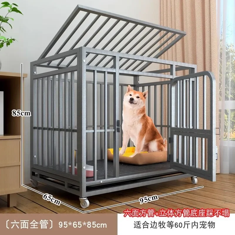 Large Dog Cages with Thickened All Square Tubes Indoor Pet Cages with Toilets Iron Cages Dog Nests