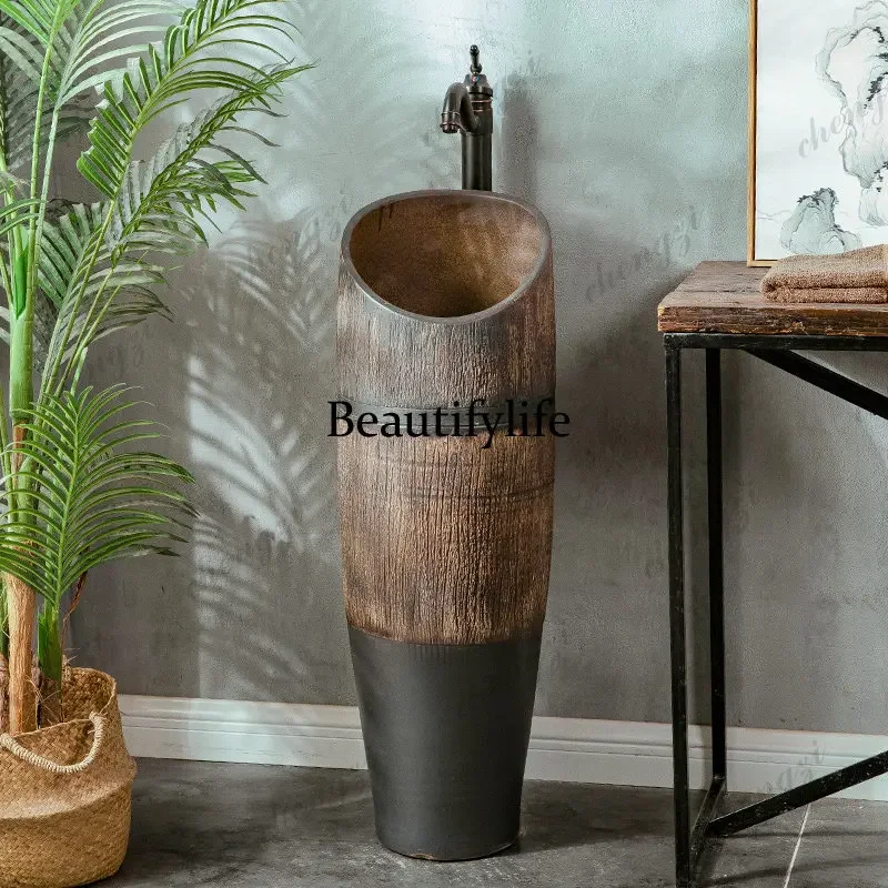 DD182Small balcony washbasin integrated basin floor-to-ceiling column washbasin outdoor pillar basin courtyard