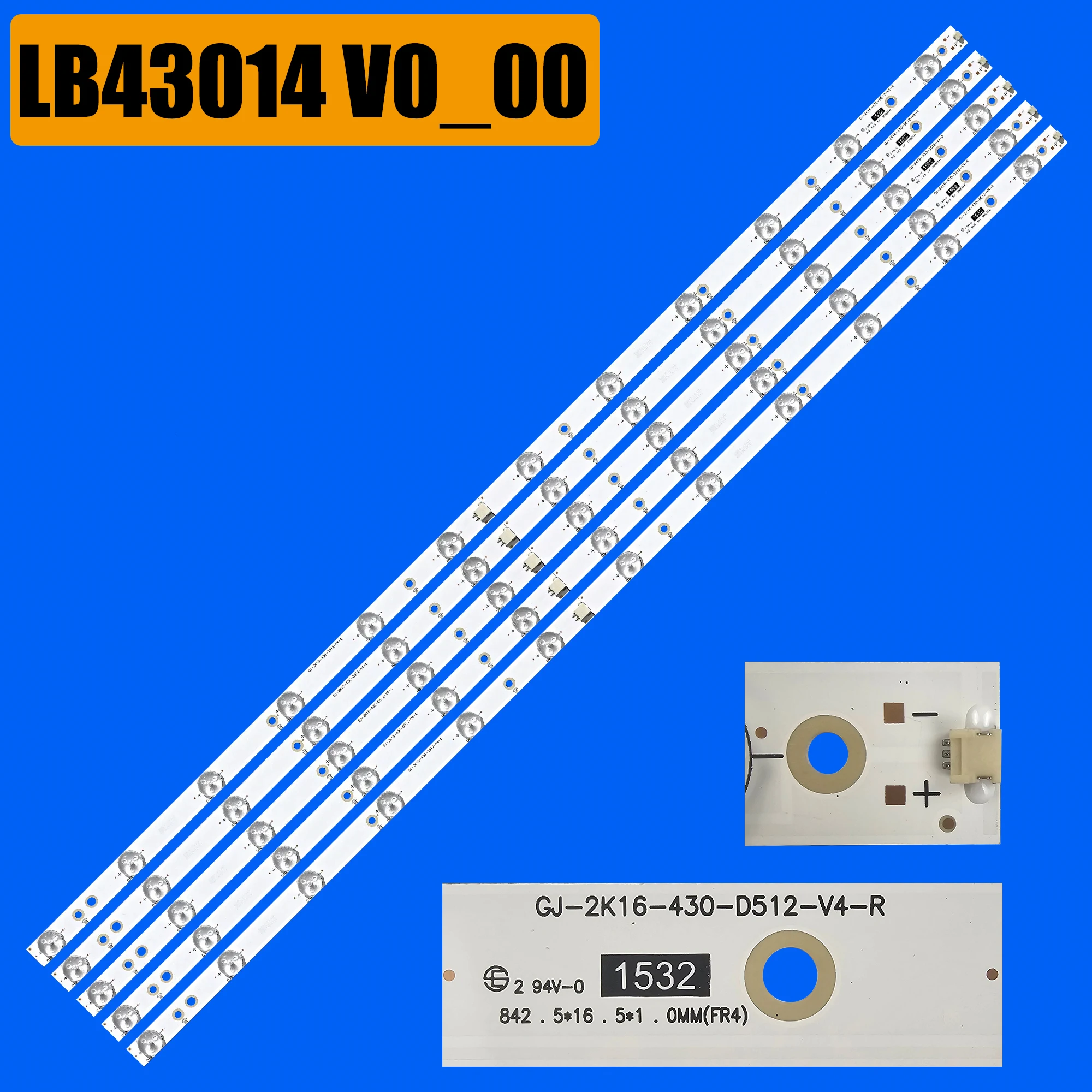 LED backlight strip for 43PFH4319/88 43PUS6401/12 43PFT4439/12 43PFK6540/12 LB43014 V0_00 GJ-2K16-430-D512-V4