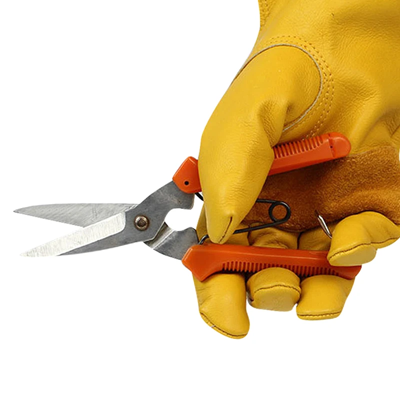 1Pair Yellow Cowhide Heavy Duty Safety Protective Driver Working Welding Stretchable Mechanic Glove Leather Work Gloves For Men