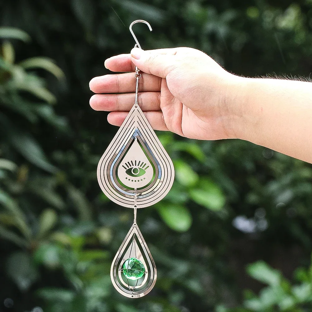 Evil Eye Drop Wind Spinner Suncatcher Hanging Crystal Ball Stabilizer Mesmerizing Visual Effect Protection Amulet Garden Decor