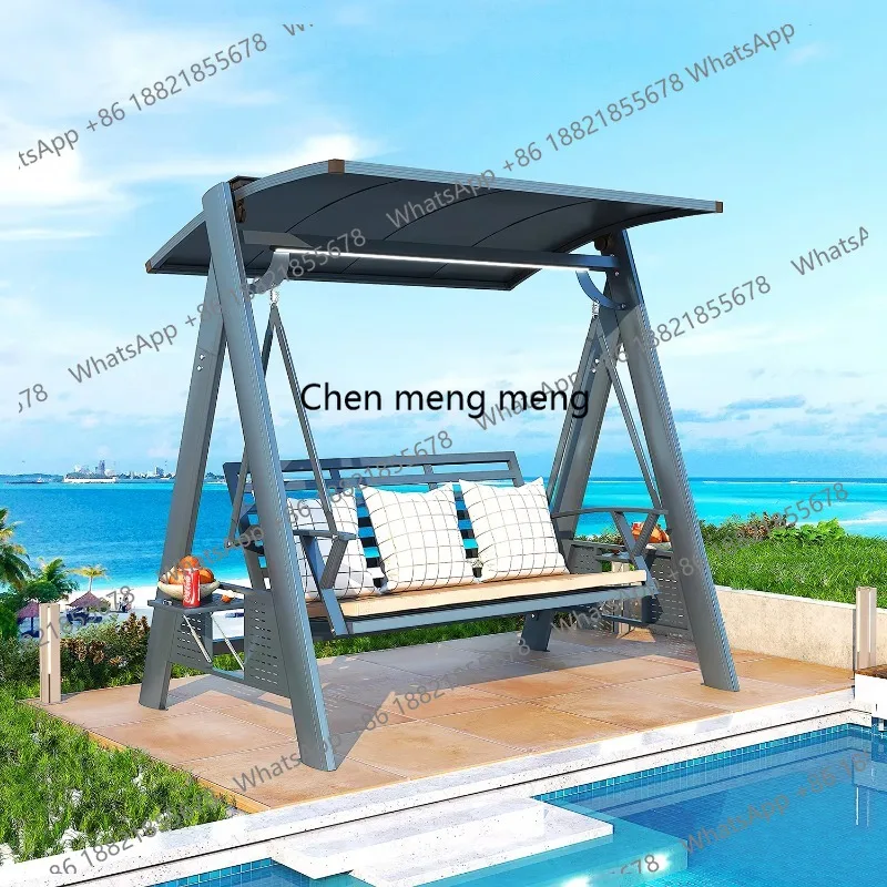 Manufacturer New Design Metal Rainproof and Rust Proof Outdoor Terrace Patio Swing Chair with Aluminum Canopy Customized