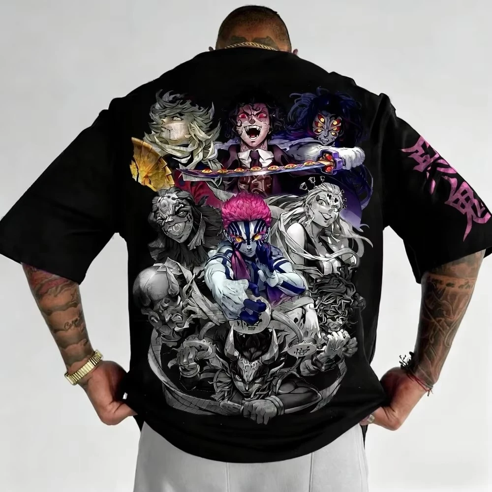 Demon Slayer Akaza Douma Kokushibo Bedrucktes T-Shirt Herren- und Damen-T-Shirt Herren-Top Sport-T-Shirt Herren-T-Shirt Harajuku T-Shirt