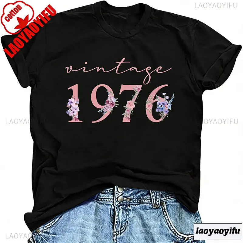 40th Birthday for Women Vintage 1976 1986 1966 T Shirts Retro Party Gifts Casual Short Sleeve Customized Many Colors Tee Tops