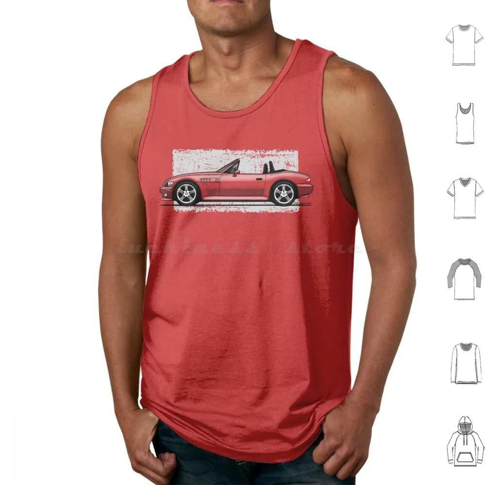 My Drawing Of The German Roadster Seamless With Background Tank Tops Print Cotton Z3 Roadster Sports Car He Drew German