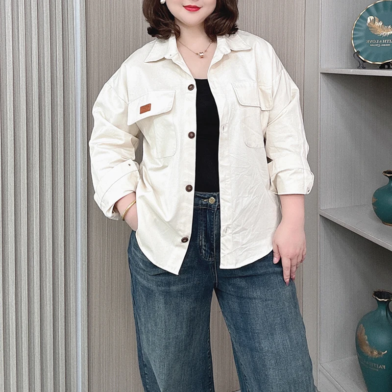 

Женская рубашка больших размеров с длинным рукавом, весна/осень, новые свободные модные повседневные блузки 2425