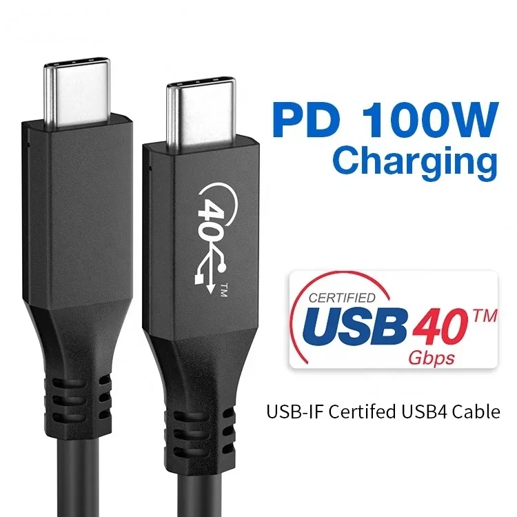 

USB4 Gen3 Cable 100W 5A Fast Charging USB 4.0 Type C Cable 40Gbps Compatible With Thunderbolt 4/3, SSD, USB-C Docking Station