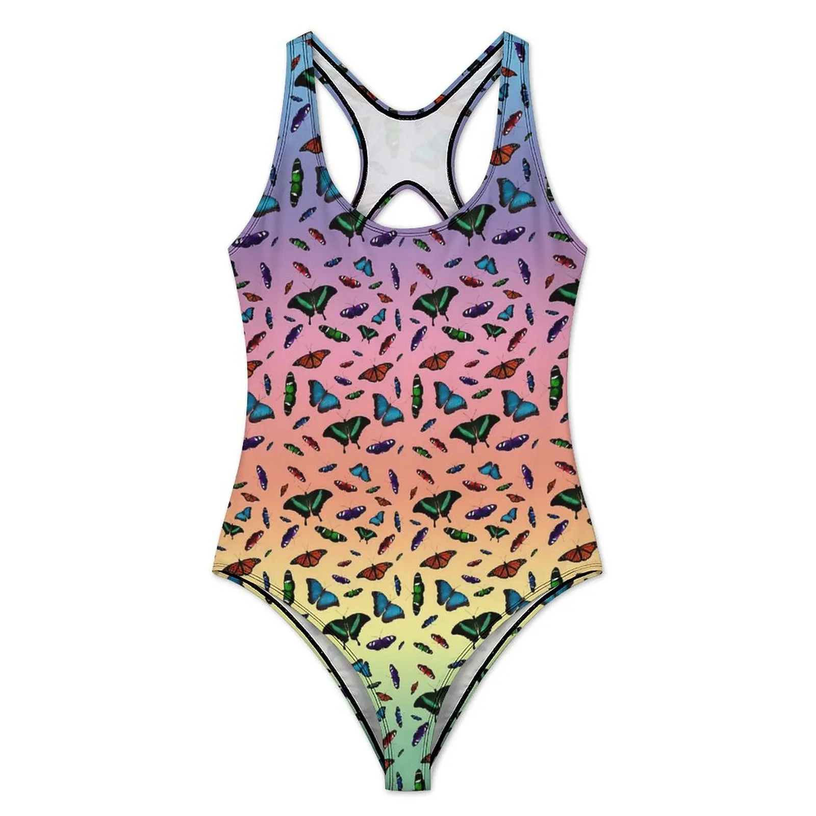 قوس قزح فراشة ملابس السباحة لطيف الحيوان رفع ملابس السباحة قطعة واحدة الرياضة لباس سباحة المايوه مثير تصميم ملابس الشاطئ حجم كبير