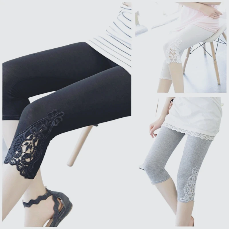 Onzichtbare kruisbroek Kant dames cropped broek Kant zomerlegging Ademend dun sexy volledig open legging Dames