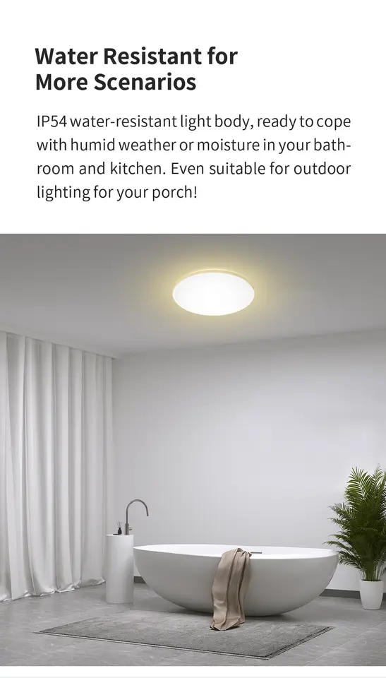 مصباح سقف ييليت الذكي LED RGB فائق النحافة إضاءة محيطة تحكم صوتي واي فاي 6500K متوافق مع هوم كيت منزل مي جوجل - 3