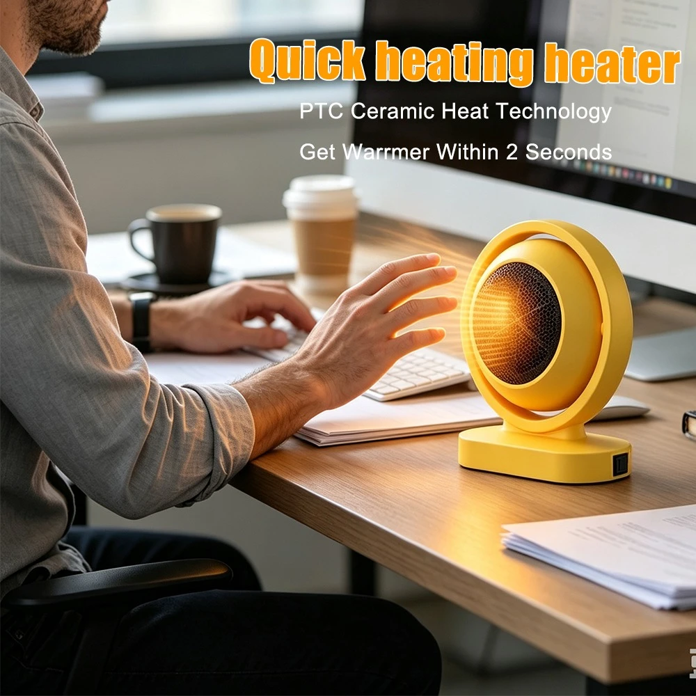 Desktop Small Portable Heater Fan Electric Warmer with Tip Over Protection Energy Saving Fast Heating for Home Office Room
