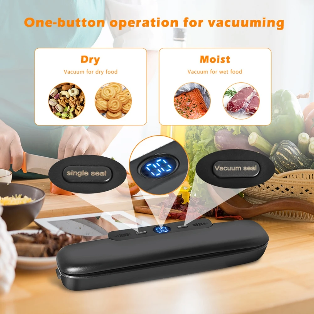 Electric Food Vacuum Sealing Machine and Bags Fast Vacuuming For Wet Or Dry Food Packaging Kitchen 220V Vacuum Sealers Machine