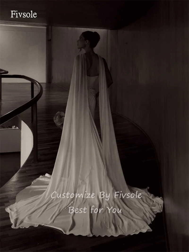 Fivsole Einfaches trägerloses Meerjungfrau-Hochzeitskleid, rückenfreie Kappe, Brautkleider, bodenlanges Hochzeitskleid, Robe de Mariée, individuell gestaltet