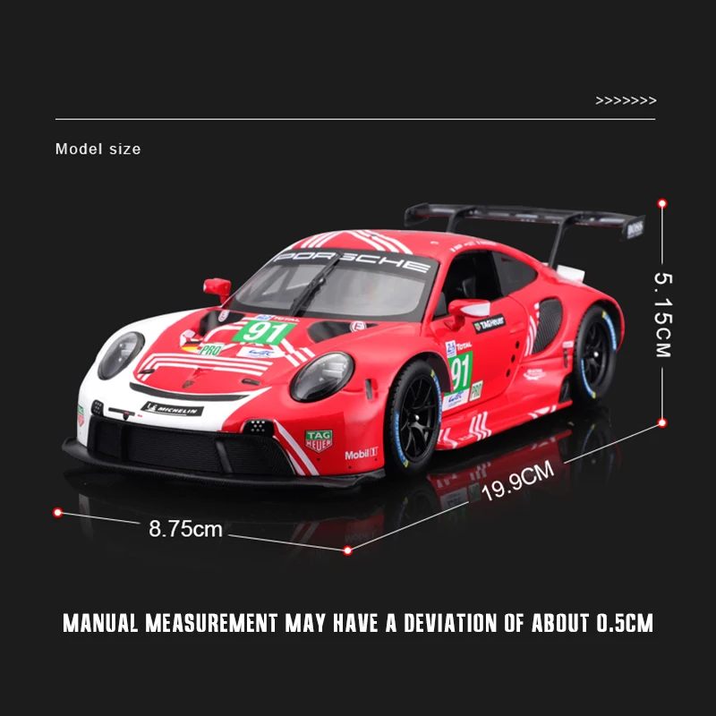 Bburago 1:24 Alloy car model Porsche 911 RSR LM 2020 Weissach alloy racing Vehicle Diecast Car Model Toy Collection Gift