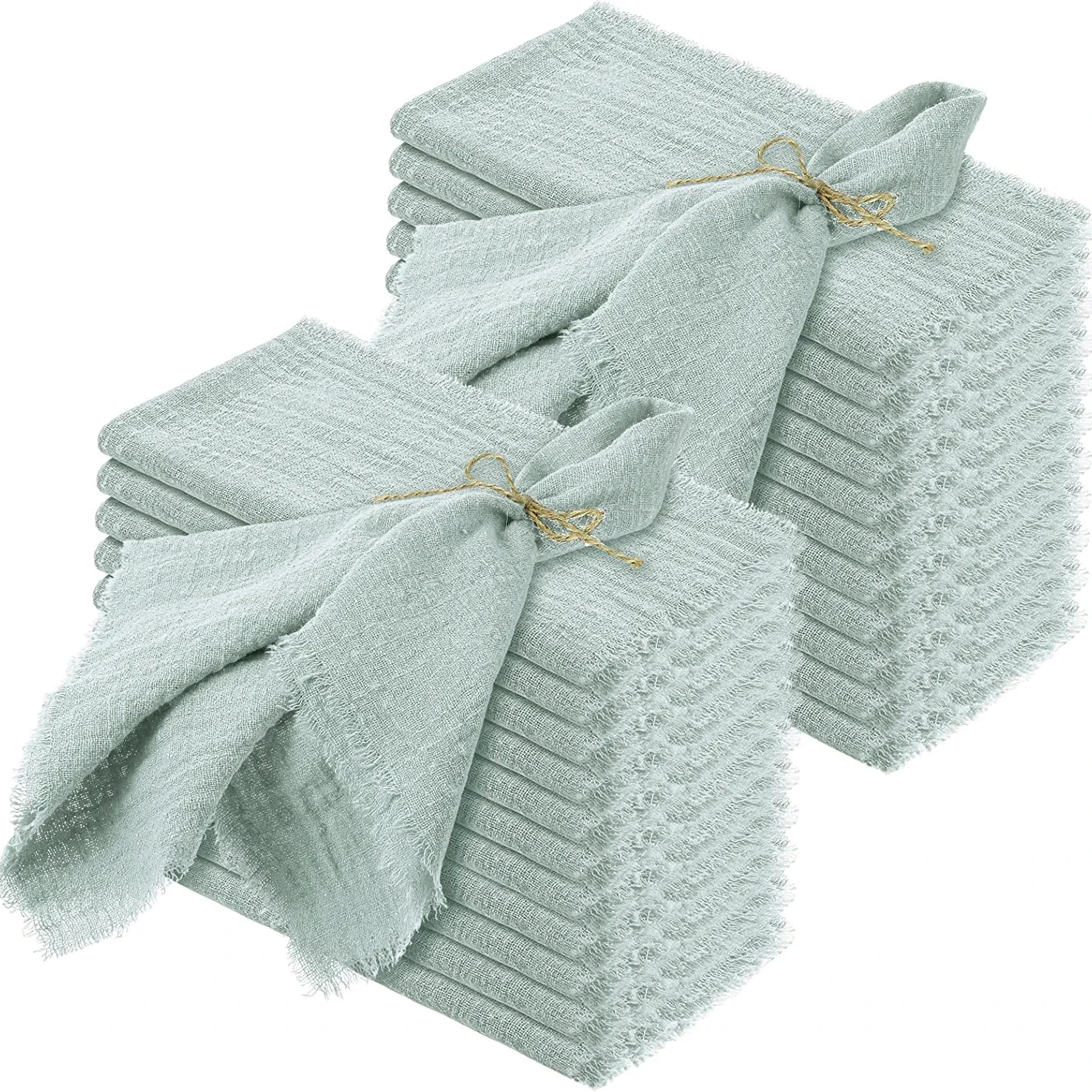 24pcs sage green Gauze Cotton Napkin Wholesale 32x32cm Tea Towel Wedding Party Christmas Table Decor Burrs napkins