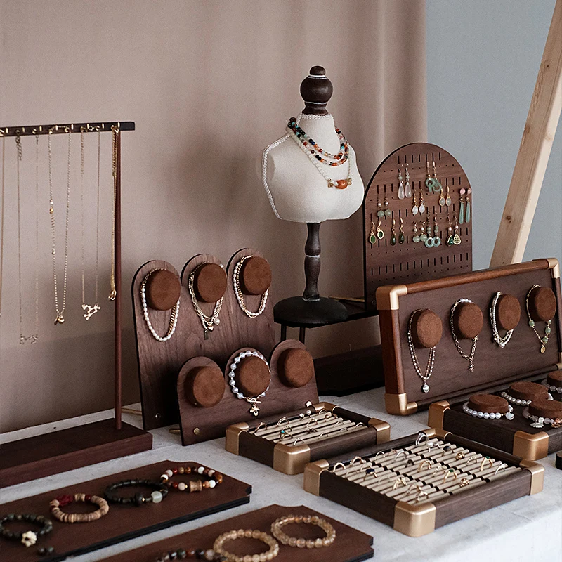 

Jewelry Display Stand Walnut Ring Storage Shelf Bracelet Brand Necklace Rack Jewelry Display Shooting Props