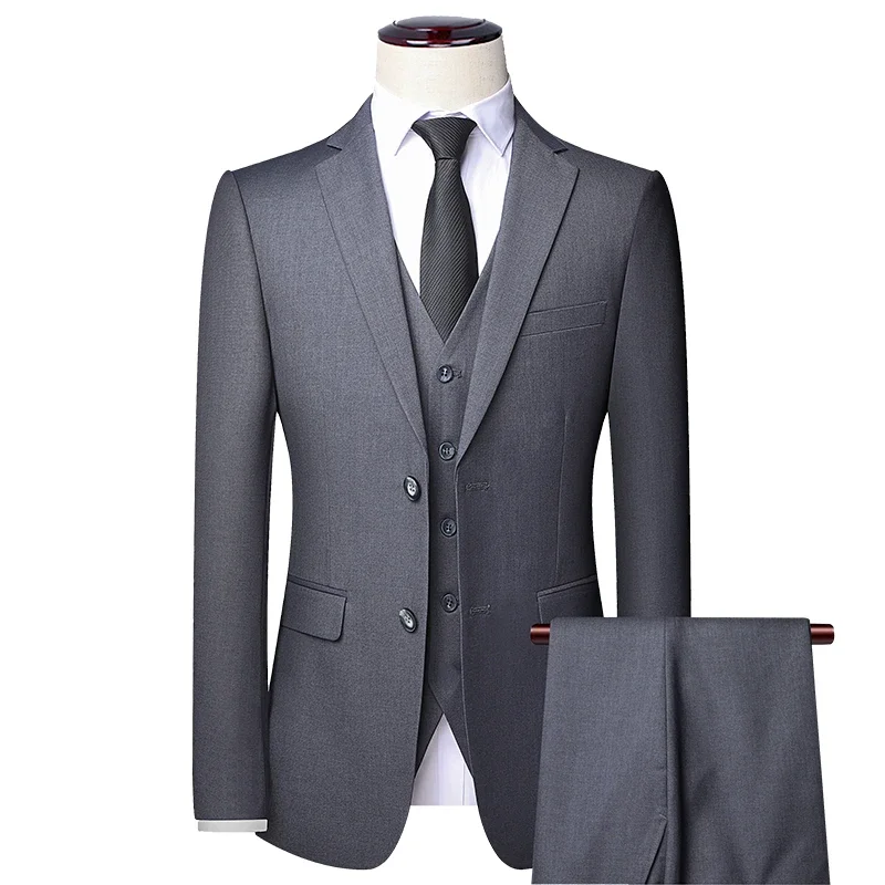 

Suit (Blazer+ Vest + Pants) Men's Fashion Business Gentleman's Professional Slim Outdoor Decoration Body Wedding Casual Suit
