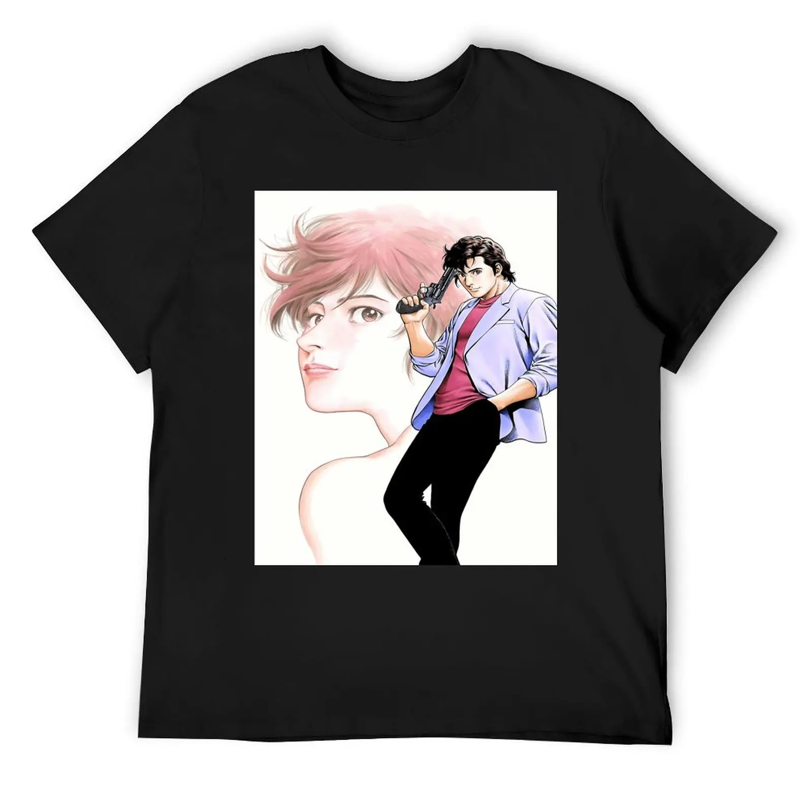 City Hunter (Nicky Larson) - Ryo Saeba & Kaori T-Shirt tops oversized anime stuff plain t shirts men