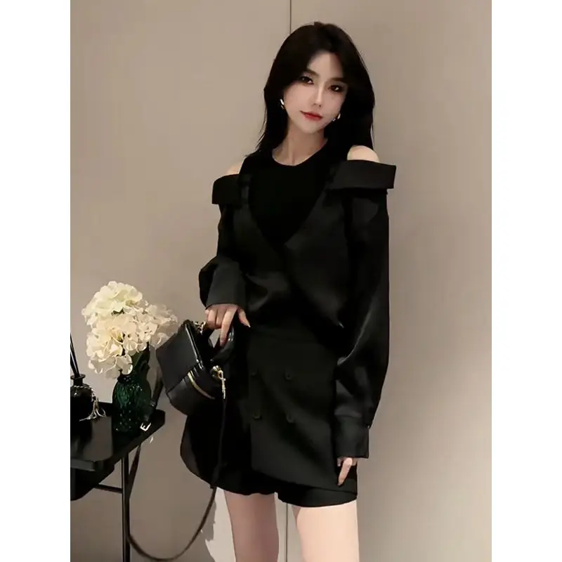 Spring Autumn Long Sleeve Patchwork Fake Two Pieces Fashion Blouse Hollow Out Contrast Casual Shirts Trend Korean Women Clothing