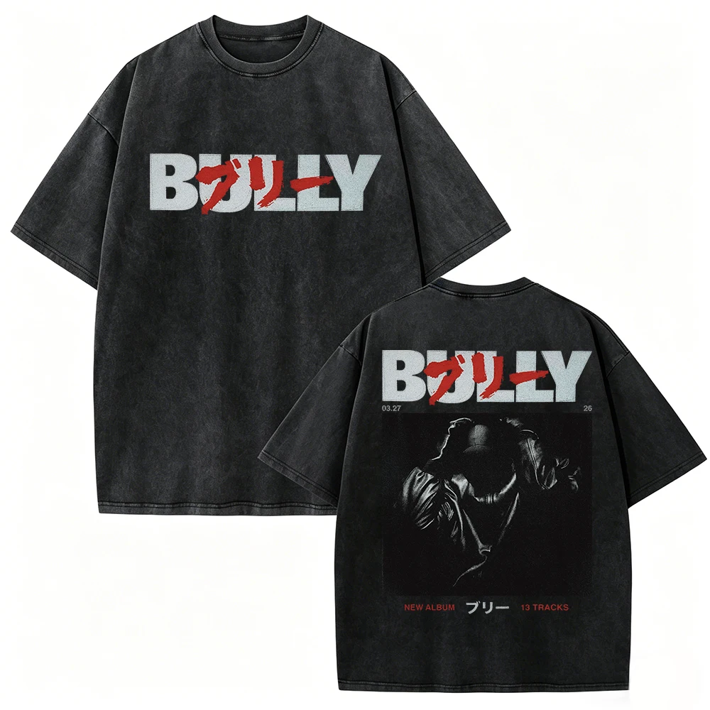 Rapper Kanye West Album Bully Washed Cotton T-shirt Vintage Women Man O-Neck Graphic T Shirts Tops