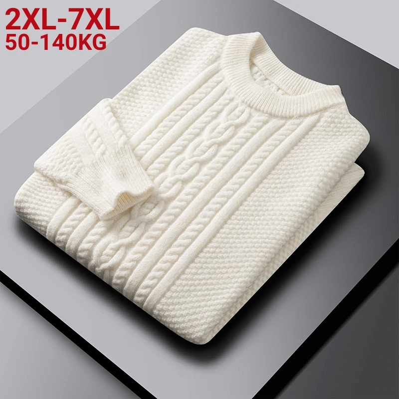 Plus Size 7xl 6xl Sweater Winter Casual Men's Rollneck Knitted Pullover Keep Warm Men Jumper Woolen Sweater