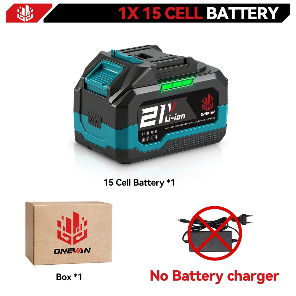 ONEVAN Rechargeable 21V Lithium Battery 22500mAh 15000mAh Ion Battery Cordless Electric Power Tool For Makita 18V Battery Pin image 3