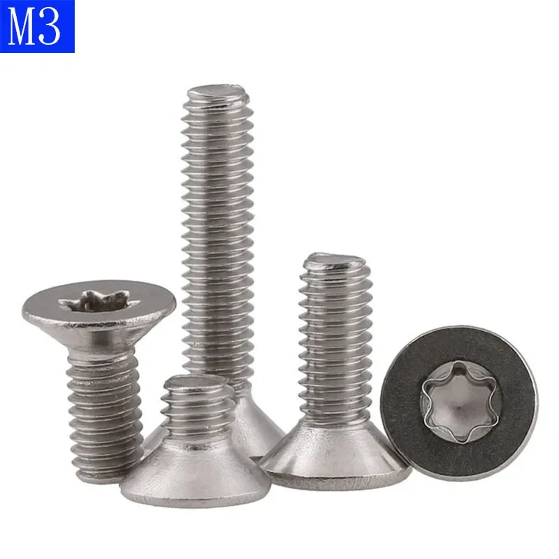 M3 x 0.5  3mm Flat Head Torx Security Machine Screws - A2 304 Stainless Steel