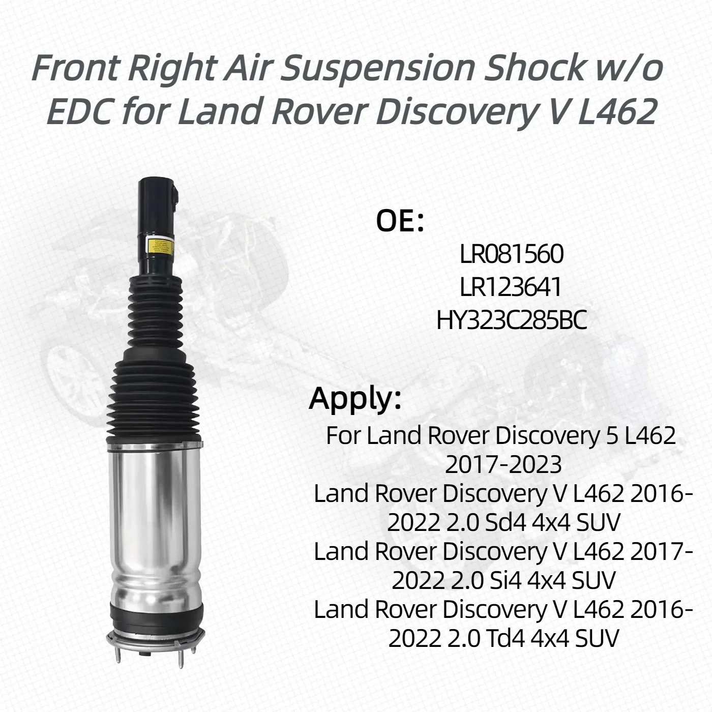 1 Pcs For Front Right Air Suspension Shock w/o EDC for Land Rover Discovery V L462 LR081560 LR123641 HY323C285BC